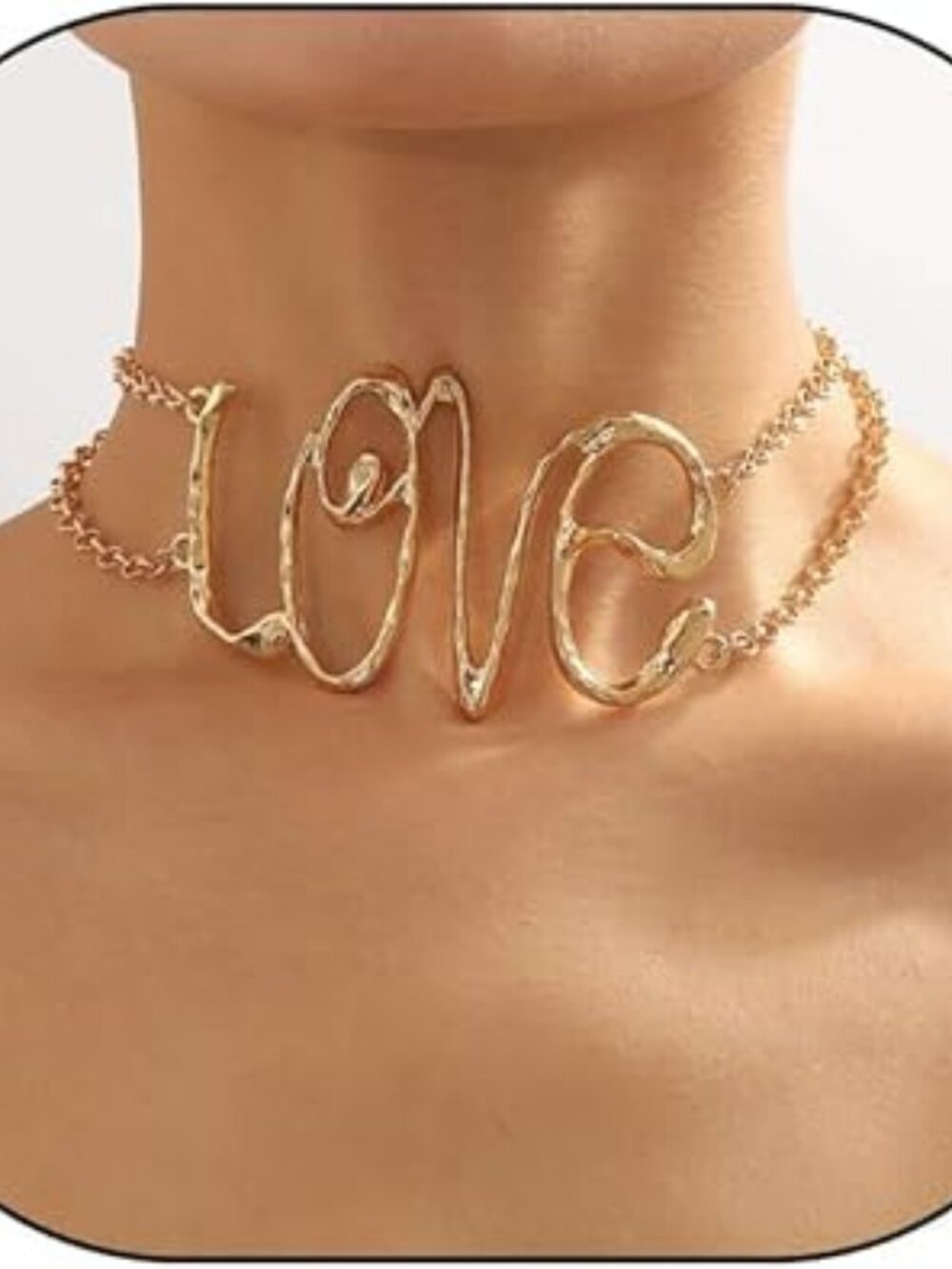 Gold Love Letter Choker Necklace for Women Trendy Statement Piece